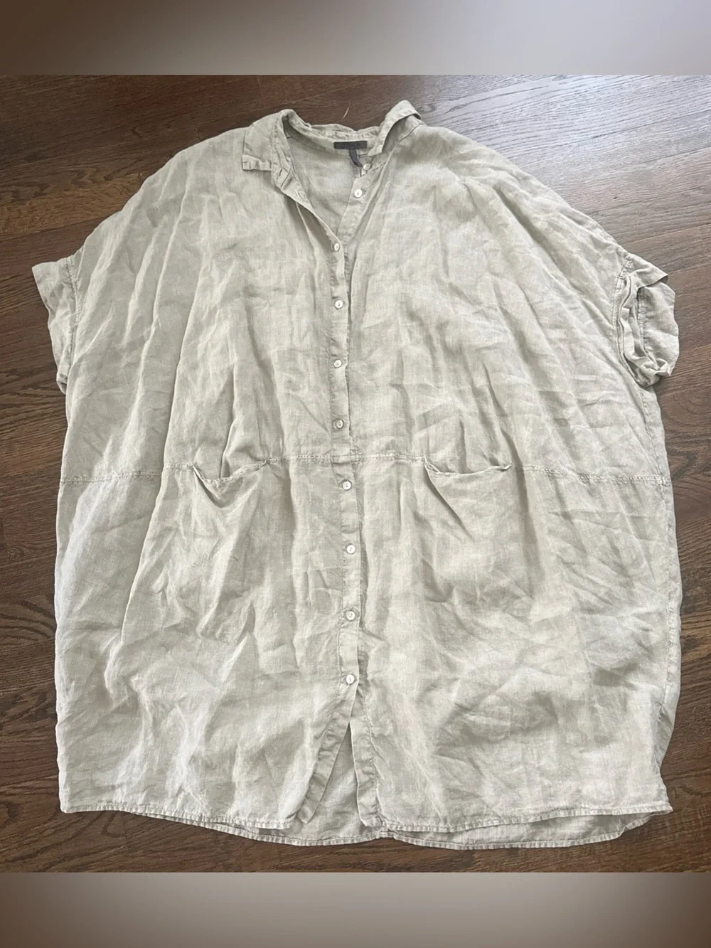 Oska Oversized 100% Linen Buttondown Dress Beige Oska 2 US 8-10 - Picture 1 of 7